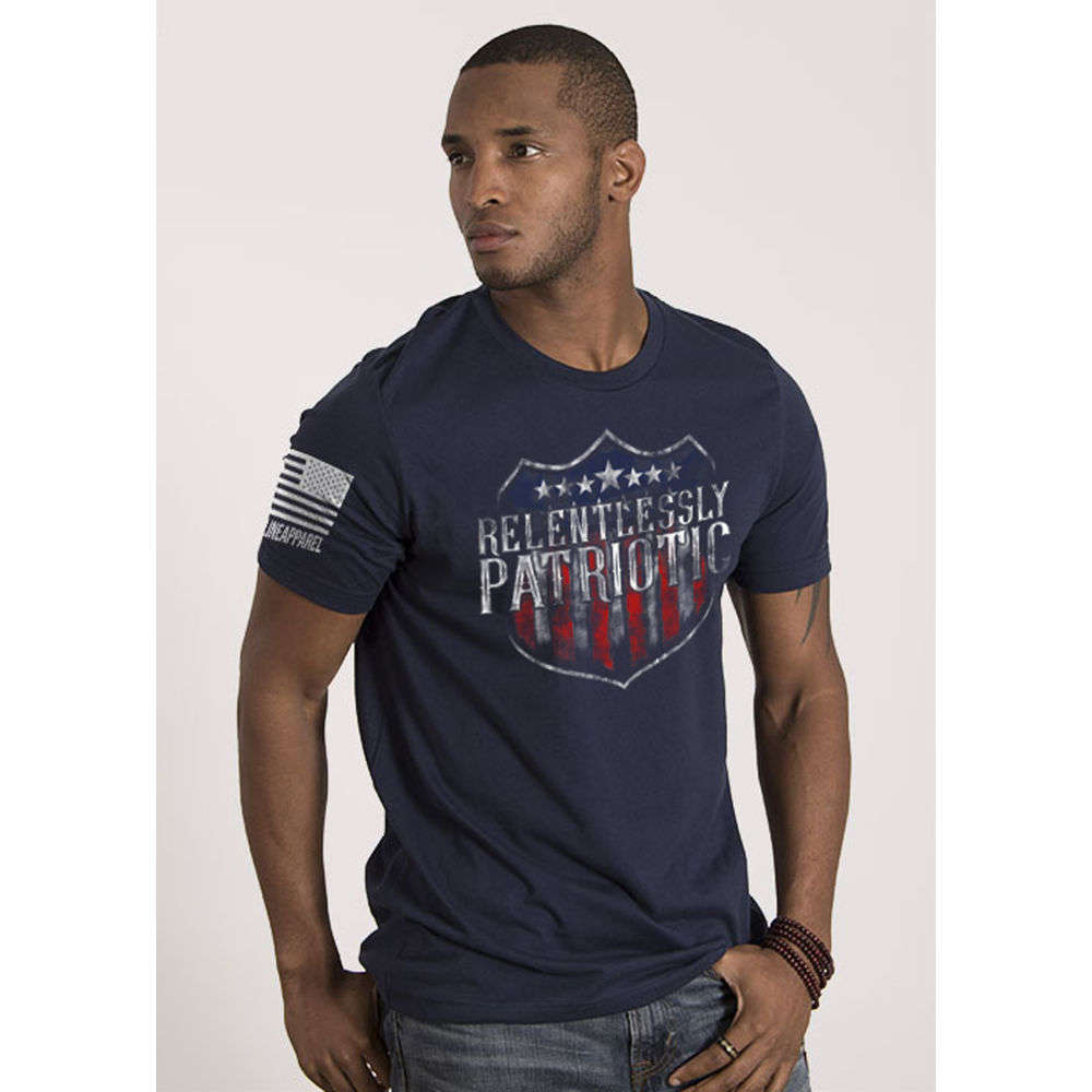 Clothing Nine Line Apparel 4.50" MENS TSHIRT RELENTLESSLY PATRIOTIC NVY S • Model: 4.50"